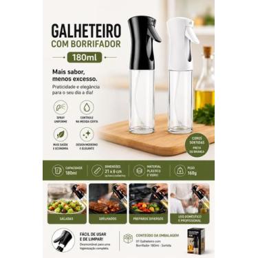 Imagem de Galheteiro Spray 180ml para Azeite Óleo Vinagre com Borrifador de Vidr