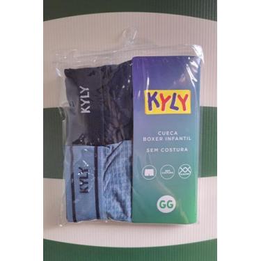 Imagem de Kit 2 Cuecas Menino Boxer Sem Costura Poliamida Kyly, Azul, Marinho, P