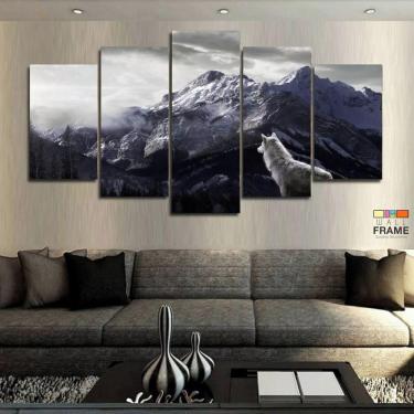 Imagem de Quadros Decorativos Lobo Montanha 63x130mt em Tecido
