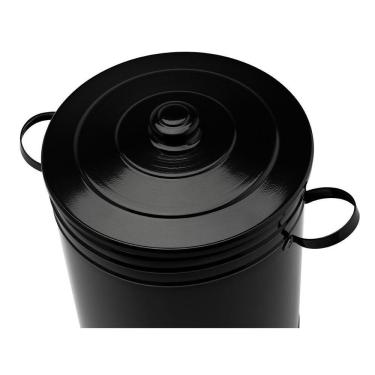 Imagem de Lixeira 30 Litros Preta Lata De Lixo Com Tampa E Alças