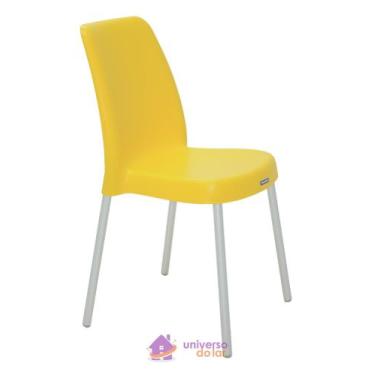 Imagem de Cadeira Tramontina Vanda Amarela Sem Braços Em Polipropileno Com Perna