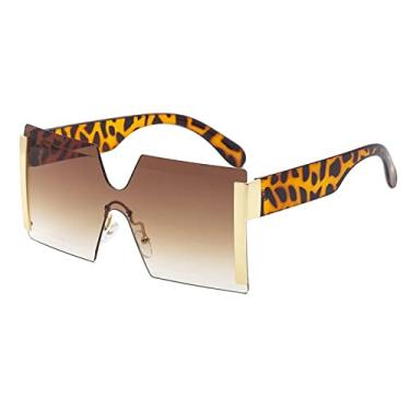 Imagem de Óculos de sol quadrados grandes sem aro feminino designer de luxo moda de uma peça óculos de sol feminino tons gradientes, marrom, outros