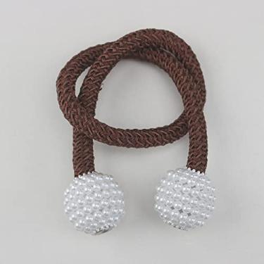 Imagem de 1 pacote prendedor de cortina magnético prendedor de cortina prendedor de fivela de suspensão de bola fivela de suspensão acessórios de cortina decoração de casa, café escuro, 2 peças