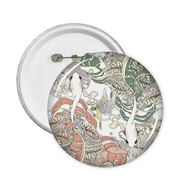 Imagem de Broche Art Deco Carpa Verde Vermelho Presente Fashion Broche Emblema Decoração Acessório 5 peças