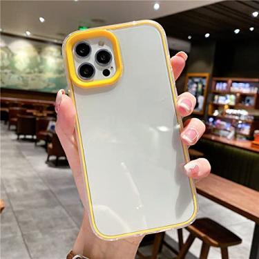 Imagem de Capa de celular transparente Candy Soft para iPhone 13 Pro Max 12 Mini 11 XS XR X 8 7 Plus SE 2022 Capa, amarela, para iPhone SE 3 2022