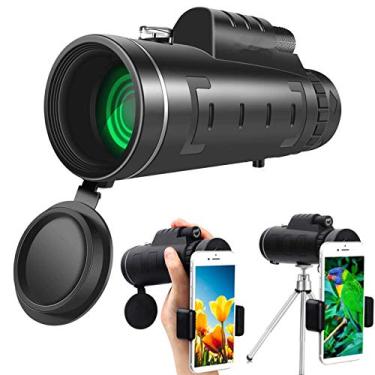 Imagem de Telescópio monocular 40 × 60, prisma BAK4 de alta definição e monocular FMC HD, monocular com adaptador de telefone e tripé, ideal para observação de pássaros, caminhadas, concertos