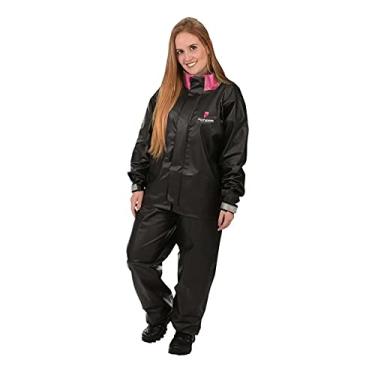 Imagem de Capa de chuva Pioneira Feminino PVC Preto com rosa Bolso e gola EGG