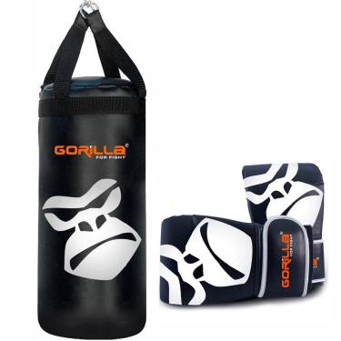 Imagem de Saco Pancada + Luva Bate-Saco Kit Muay-Thai Infantil Gorilla Cor:preto;Tamanho:infantil;Gênero:unis-Unissex