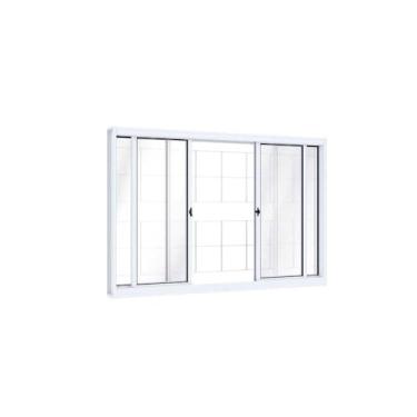 Imagem de Janela de Correr Aço 4 Folhas com Grade Quadrada Riobras 100cmx150cm Branco