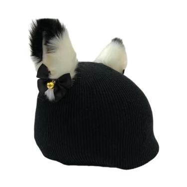 Imagem de rockible Capa de capacete de esqui gorro estiramento dos desenhos animados esportes ao ar livre snowboard capacete capa protetora capacete de esqui decoração, Gatinho Preto