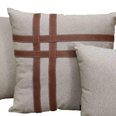 Imagem de Almofada 55x55 Helen 01 Marrom Couro Natural Toque de Arte