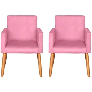 Imagem de Kit 2 Poltronas Cadeira Decorativa para Sala de estar Cadeiras para Recepção Manicure Escritório Sala De Espera (ROSA)