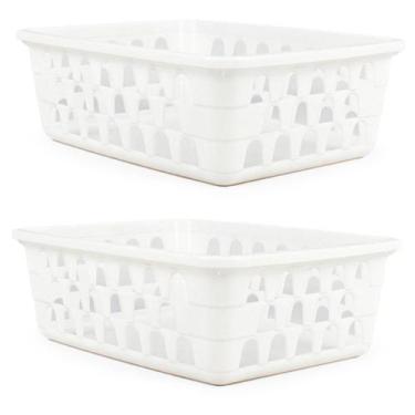 Imagem de Kit 2 Cestos Multiuso Organizador Pequeno Branco 16x12x6Cm - 123 Organ