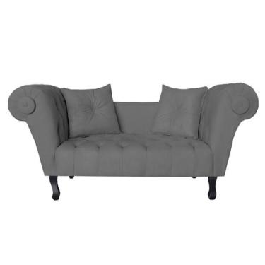 Imagem de Sofá Recamier Recepção Decorativo 02 Lugares Londres Suede Cinza - INC