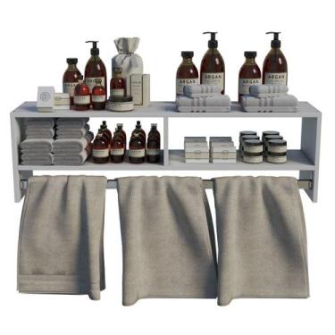 Imagem de Prateleira de Madeira MDF Dupla Com Suporte de METAL em Design Moderno