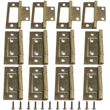 Imagem de bociloy 12 peças de dobradiça sem encaixe de 5 cm x 2,3 cm, dobradiças antigas para armário de ferro, dobradiças dobráveis para portas internas, ferragens para móveis vintage, bronze