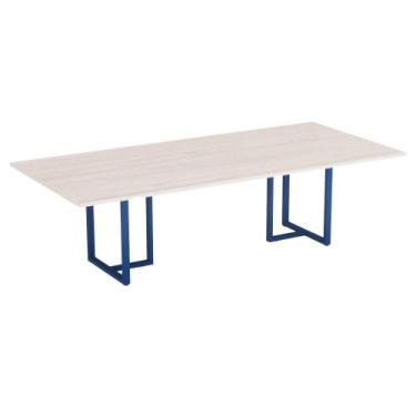 Imagem de Mesa de Reunião Retangular Tubular P25 Pandin 2,6 M Casablanca e Azul 