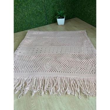 Imagem de Saida De Praia  Luxo Vestido Curto Tricot Babado De Franja Com Fenda L