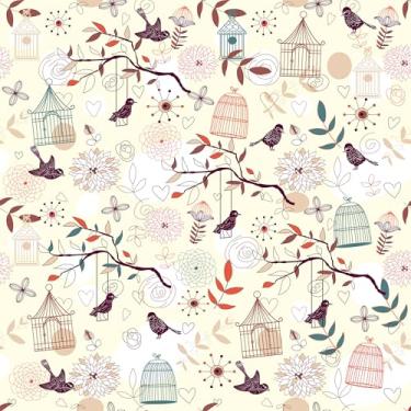 Imagem de Papel De Parede 12m Infantil Pássaros Gaiolas Realismo