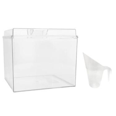 Imagem de Pote Acrílico 3,3 Litros Quadrado com Tampa + Concha 300ml - ExPote
