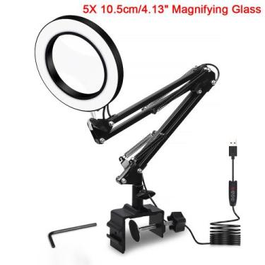 Imagem de Lupa de Mesa LED com Braço Flexível 44cm - 5x Aumento - USB