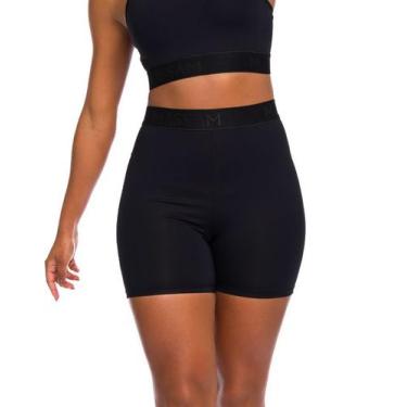 Imagem de Short Feminino Cintura Alta Active Preto - Massam Fitness, G