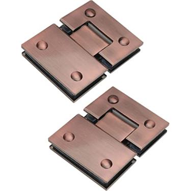 Imagem de Braçadeira de porta de dobradiça de porta de vidro de chuveiro resistente, 2 dobradiças de porta de vidro dobradiça de porta de chuveiro de 180 graus peças sobressalentes de porta de armário de porta