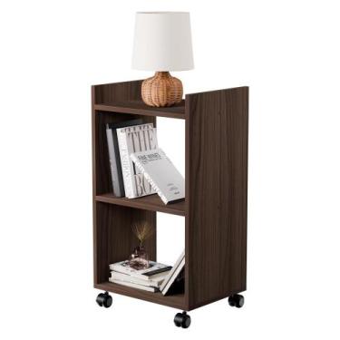 Imagem de Estante Multiuso Nogal para Quarto Sala com Rodízio 40cm - Mercado das