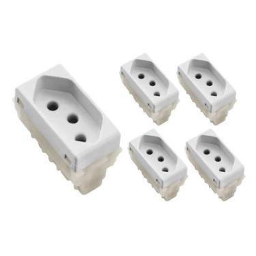 Imagem de Kit 5 Módulos Tomada 2p+t 20a/250v Liz Branca Tramontina, Branco