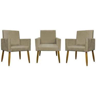 Imagem de Kit 3 Poltronas Decorativas Confortáveis Mari - Nude Suede