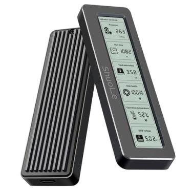 Imagem de ShuoLe Adaptador De Gabinete Ssd M.2 Alumínio Com Tela Lcd, Usb 3.2 10 Gbps C Para Nvme Pcie Sata M-Key/(B+M) Key, Unidade Estado Sólido, Externo Suporte Uasp Trim Tamanhos 2242, 2260 E 2280