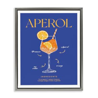 Imagem de Stupell Industries Aperol Cocktail Recipe Gray Framed Floater Canvas Wall Art Design por Lettered and Fored, 17 x 21