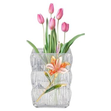 Imagem de Vaso de cristal esmaltado brilhante – Vaso de flores decoração floral de luxo com arte esmaltada feita à mão para sala de estar, escritório e entrada (12 * 6 cm)