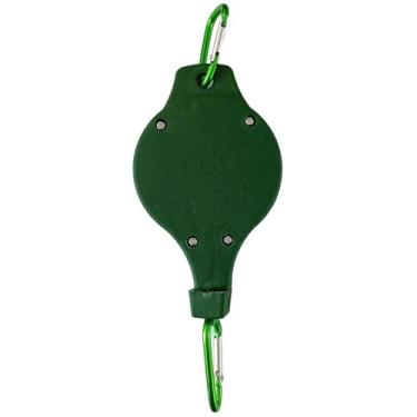 Imagem de Ioensy Suporte retrátil para plantas, cesto de flores pendurado, gancho retrátil resistente para plantas ao ar livre, polias para vasos, alimentador de, Luz Verde