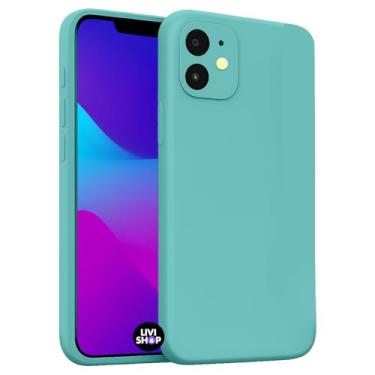 Imagem de Capa Case Capinha Para iPhone 11 Silicone Com Bordas Elevadas Aveludada Forro Premium (VERDE AGUA)