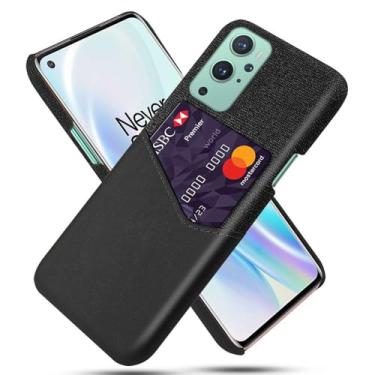 Imagem de Capa para Oneplus 9,Tela e tampa de couro PU,Antideslizante,360°cobertura completa à prova de choque com 1 slot de cartão atrás,Prevenção de queda-Black
