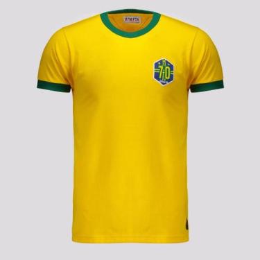 Imagem de Camisa Brasil Retrô 1970 Amarela e Verde - Athleta, G