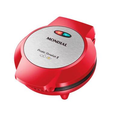 Imagem de Omeleteira Pratic Omelet II Mondial Vermelho e Inox 800W OM-04-RI, 110