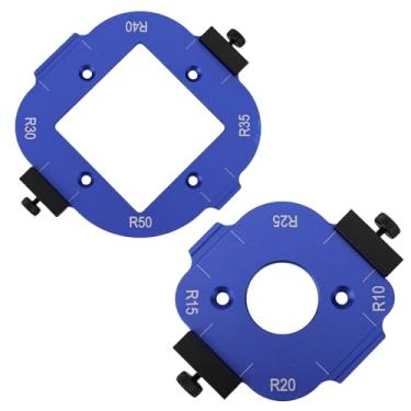 Imagem de lasuroa 2un. Gabarito de Canto Roteador, Gabaritos Roteador de Liga Alumínio para Conjunto Guias Corte em Arco R10-R50 Bordas Móveis Projetos Faça Você Mesmo Marcenaria (Azul)