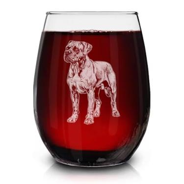 Imagem de Taça de vinho vintage sem haste gravada para cães boxer - presente de proprietário para amantes de animais de estimação - presentes de aniversário exclusivos para amigos e familiares - presente para