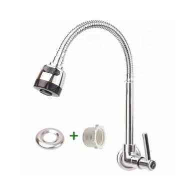 Imagem de Torneira Gourmet Flexível De Parede Com Ducha Cromado Inox Rotação De 360° Cozinha Lava...