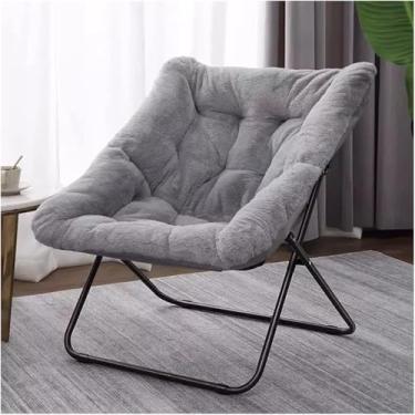 Imagem de Cadeira De Pires Confortável Cadeira De Lounge Dobrável De Pele Falsa Para Sala De Estar, Cadeira De Acento Dobrável De Tamanho Grande Cadeira Preguiçosa De Lounge Macio E Pe, Grey, Gray