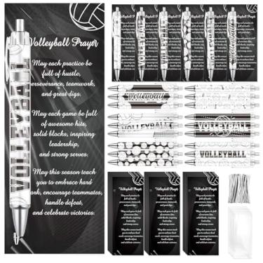 Imagem de Wxiben Presentes de festa de vôlei – 90 peças de presente de vôlei, inclui 30 canetas esferográficas de vôlei, 30 cartões de vôlei e bolsa de organza para meninas, treinadoras, adultos, jogadoras