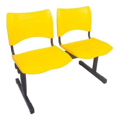 Imagem de Longarina 2 lugares em polipropileno cor amarelo - Sintonia Flex