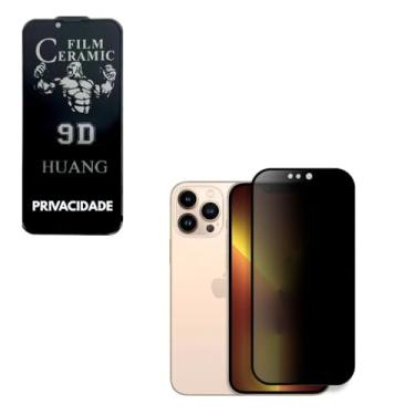 Imagem de Película Cerâmica Privacidade HD Brilhante IPhone X 11 12 13 14 15 16e 17 AIR PRO MAX,Proteção Total, Anti-Risco e ANTI-ESPIÃO (16 PRO)