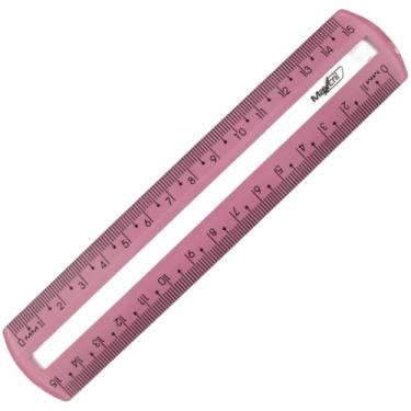 Imagem de Régua de Poliestireno, Maxcril, Guia de Leitura, Rosa, 15 cm, Pacote com 10