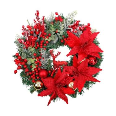 Imagem de Vaveren Guirlanda de Natal para Porta de Entrada com Bola Dourada, Presente Realista, Guirlanda de Inverno de 40cm, Decoração de Natal para Festas e