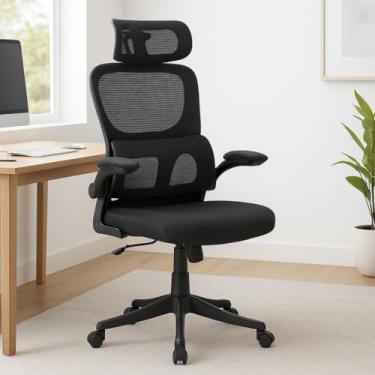 Imagem de Cadeira Ergonômica de Escritório - Apoio Lombar, Tela Mesh Respirável e Encosto de Cabeça (Home Office & Estudo) Preta