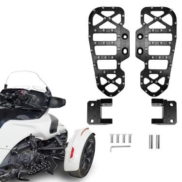 Imagem de Sresk Tábuas de chão para motorista | Apoio para os pés grande e largo compatível com acessórios Can Am Spyder F3 / F3-S / F3-T (2015-2025) | Alumínio | Preto (estilo parafuso)