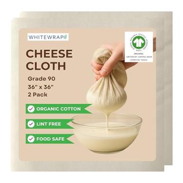 Imagem de Gaze | Saco de leite de nozes, filtro de malha fina, coador reutilizável | Grau 90 (1 metro quadrado) | Pano de musselina de algodão cru para cozinhar, iogurte, sucos | Pano de queijo para artesanato